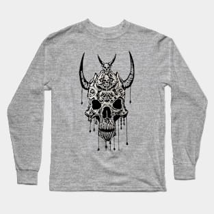 Tribal Tattoo Bulls Skull Long Sleeve T-Shirt